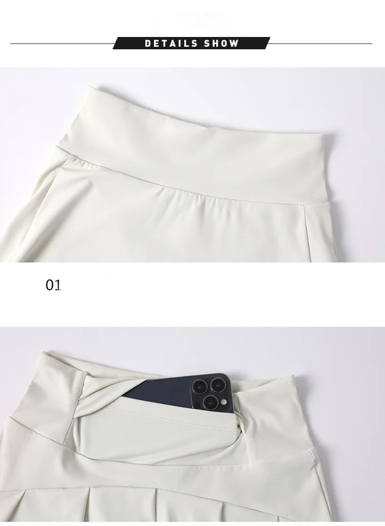 Athleisure Sports Running Gym Short short Breathable Elastic Solid 2 in 1 White Women's Skirt Tennis Dress with Side Pocket - Buy online at  Vibe In Cart.