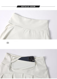Athleisure Sports Running Gym Short short Breathable Elastic Solid 2 in 1 White Women's Skirt Tennis Dress with Side Pocket - Buy online at  Vibe In Cart.