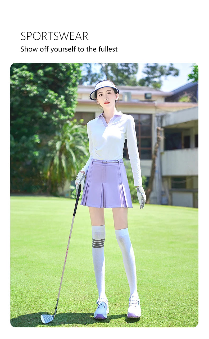 TTYGJ New Golf Skirt Women Spring Autumn Fashion A-lined Skirt Ladies Outdoor Sports Skorts Casual Golf Wear with Inner Shorts