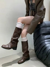 Woman Boots Knee High Platform Chunky Heels Trend Punk Gothic New Rock Leather Fashion Women's Shoes Motorcycle Footwear Q221 - Buy online at  Vibe In Cart.