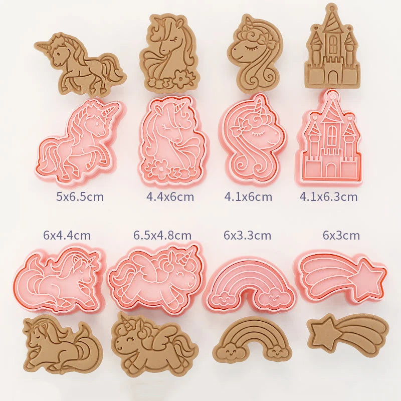 8-Piece Plastic 3D Cookie Cutters Set with Cartoon Designs