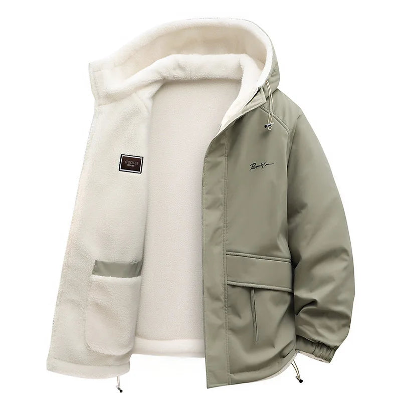 Reversible Winter Lamb  Fleece Hooded Jacket Streetwear Men Women Reversible Cotton Jackets Casual Zipper Thick Warm Coat - Buy online at  Vibe In Cart.