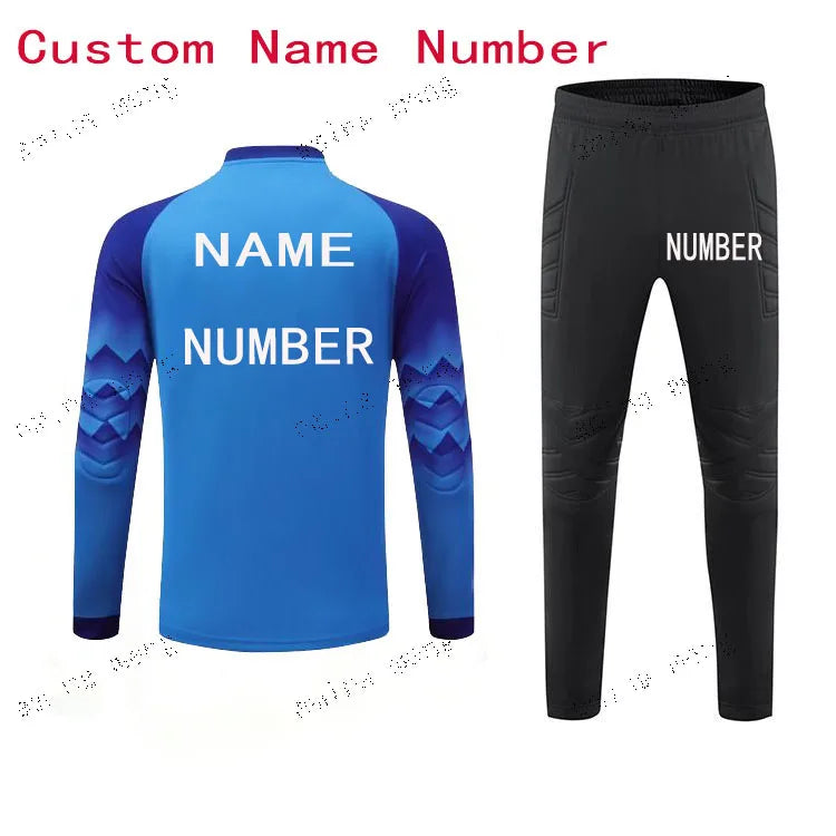 Polyester Spandex Protective Long Sleeve Soccer Goalkeeper Uniform Set with Top and Pants