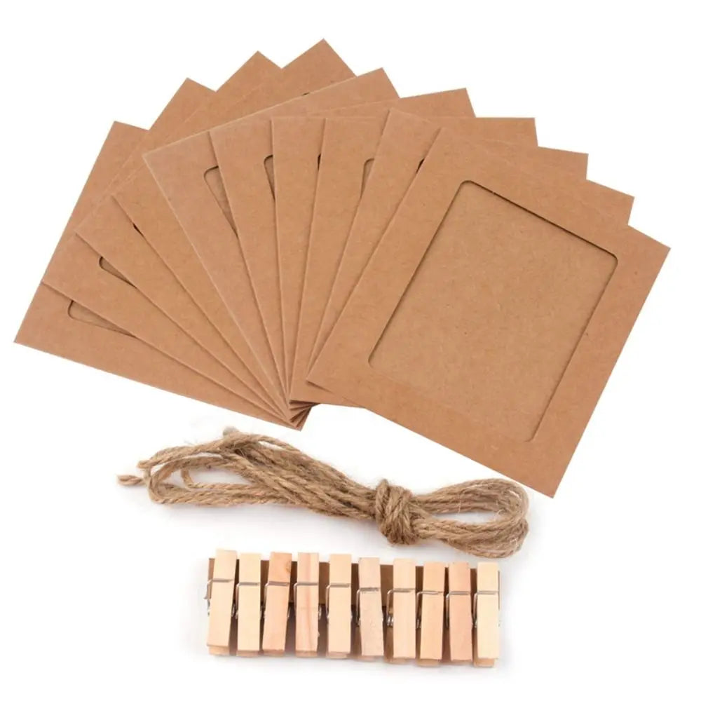 10Pcs DIY Craft Paper Photo Frame With Clips and Rope Wall Photo Frame Hanging Picture Album Home Decor Wedding Happy Birthday - Buy online at  Vibe In Cart.