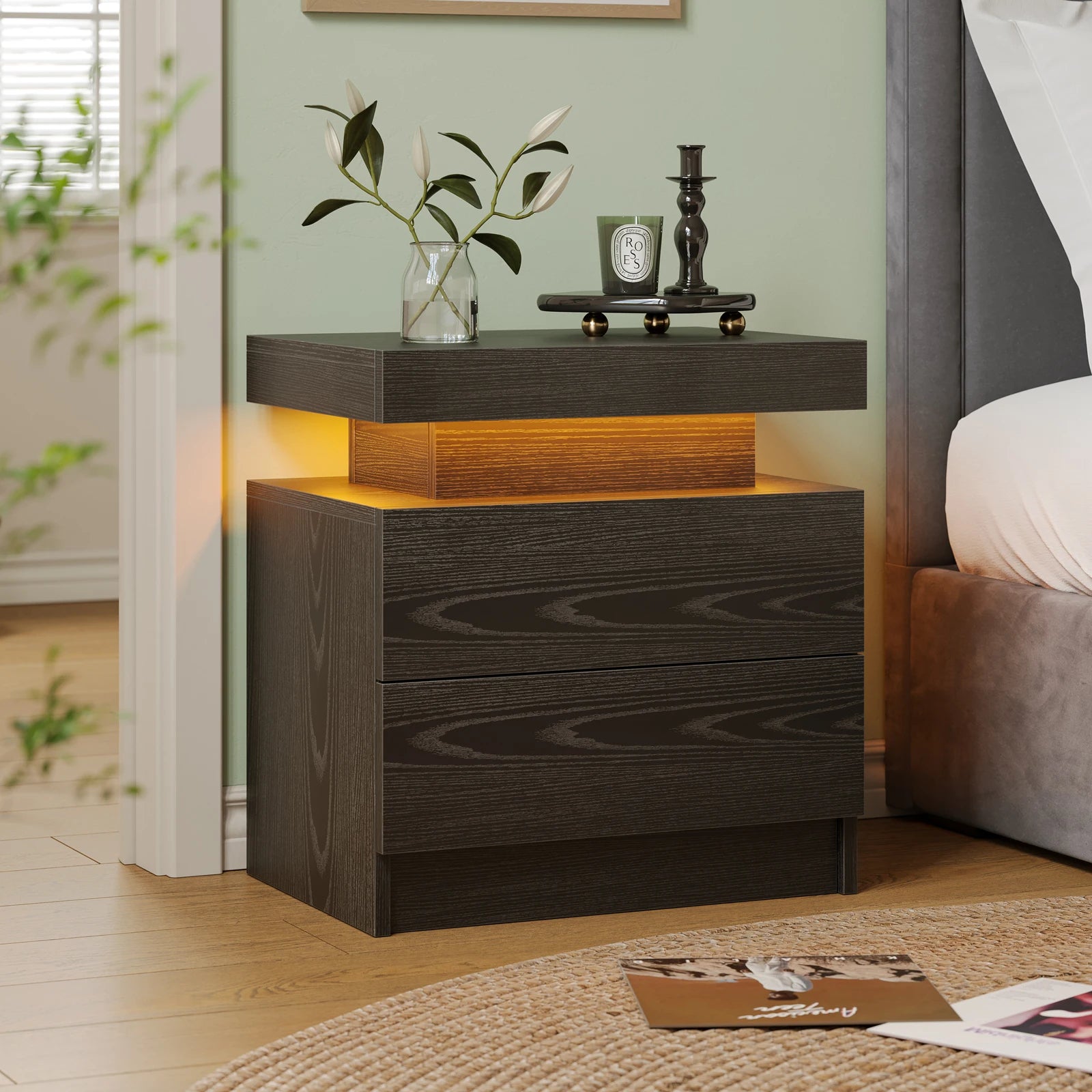Cubehom LED Nightstands with 2 Drawers, End Table with RGB LED Lights for Bedroom Living Room, White Bedside Table - Buy online at  Vibe In Cart.
