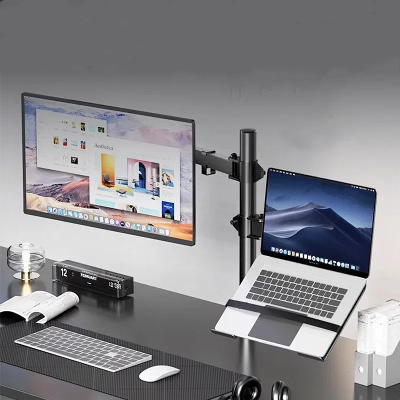 Freestanding Dual Monitor Stand with Height Adjustment, Tilt, Swivel, Rotation up to 27 Inches