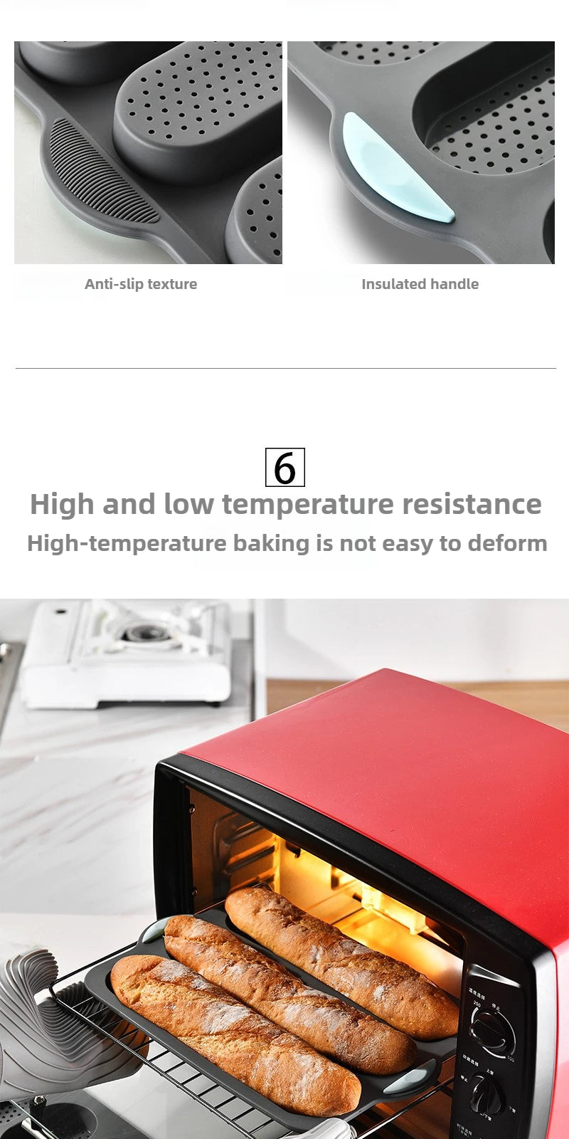 Silicone Baking Mold 3 & 8 grid Nonstick Loaf Pan Resistant Bakeware for Homemade Bread Sausage Roasting - Buy online at  Vibe In Cart.