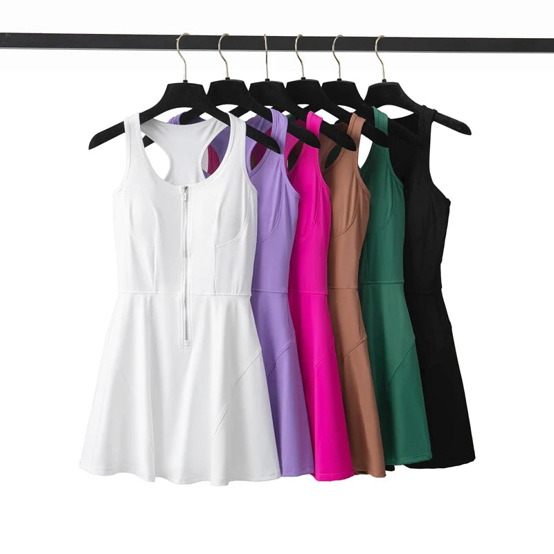One Piece Tennis Dress Women Summer Solid Color Outdoor Running Skirt Breathable Quick Dry Jumpsuit Breathable Gym Clothes - Buy online at  Vibe In Cart.
