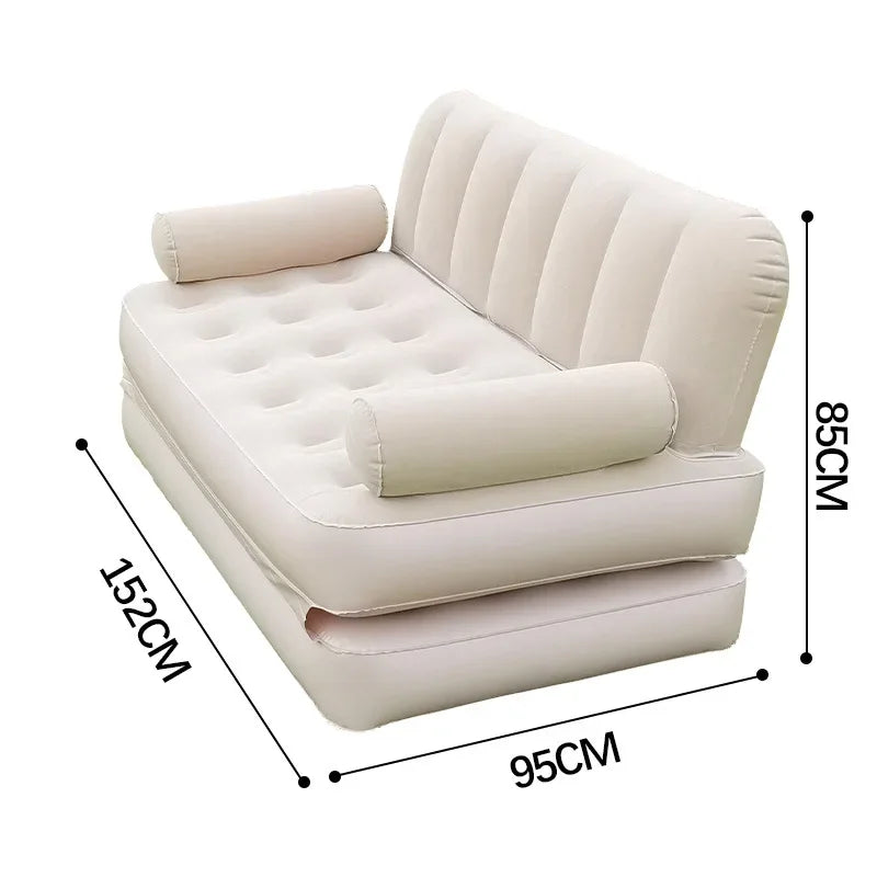 Inflatable Outdoor Sofa Bed with Electric Pump, 188x152x64cm PVC Flocking