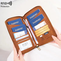 RFID Blocking Polyurethane Passport Holder with Zipper