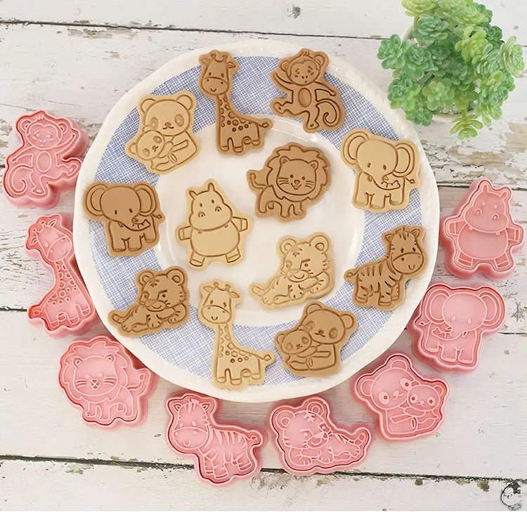 8 Pcs/set Cookie Cutters Plastic 3D Cute Cartoon Pressable Biscuit Mold Cookie Stamp Kitchen Baking Pastry Bakeware - Buy online at  Vibe In Cart.