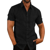 Summer Cotton Linen Shirts for Men Casual Short Sleeved Shirts Blouses Solid Turn-Down Collar Formal Beach Shirts Male Clothing - Buy online at  Vibe In Cart.
