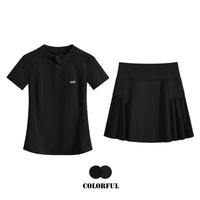 Women's 2-Piece Tennis Skirt and Top Set, Polyester Elastane