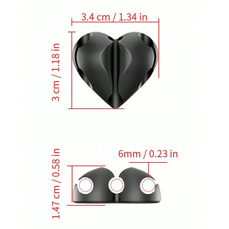 Set of 2 Heart-Shaped Plastic USB Cable Organizer Clips
