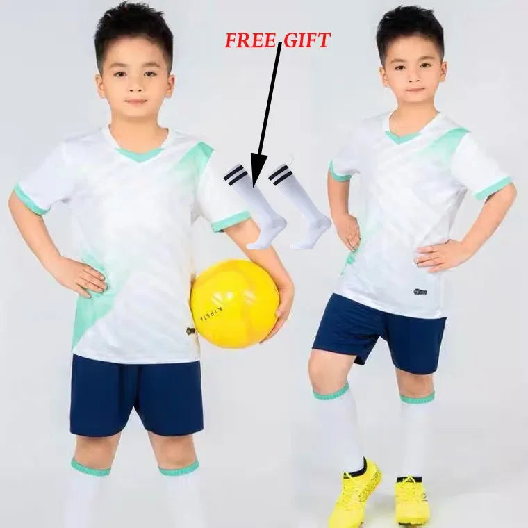 Boys' Polyester Soccer Uniform Set with Jersey, Tracksuit and Socks
