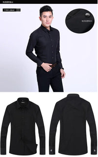 Men's French cufflinks shirt, men's slim fit long sleeved business sleeve nail free business formal men's solid color shirt - Buy online at  Vibe In Cart.