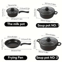 13-Piece Nonstick Cookware Set Black - Induction Compatible Pot Pan Set with Frying Pan & Utensils for Kitchen & Camping - Buy online at  Vibe In Cart.