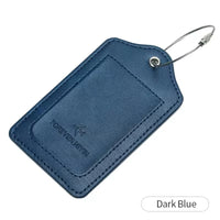 Leather Luggage Tag with Anti-Loss Wire Rope Loop and Built-In Privacy Cover