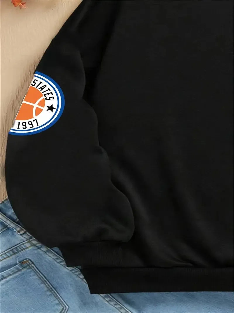 The new men's round-neck hoodie for Spring and Autumn 2025 features a street casual and fashionable 3D letter pattern print - Buy online at  Vibe In Cart.