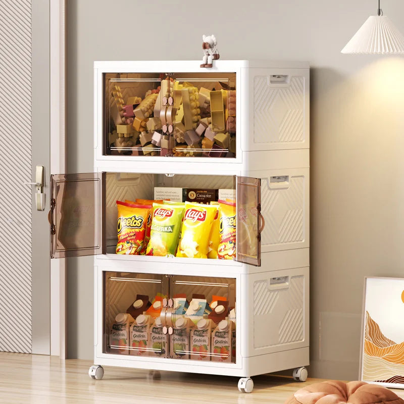 Folding storage cabinet, multi-layer large capacity, simple and modern transparent storage cabinet, clothes and toys storage - Buy online at  Vibe In Cart.