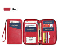 Multifunctional Travel Passport Wallet with RFID Protection in Microfiber Leather