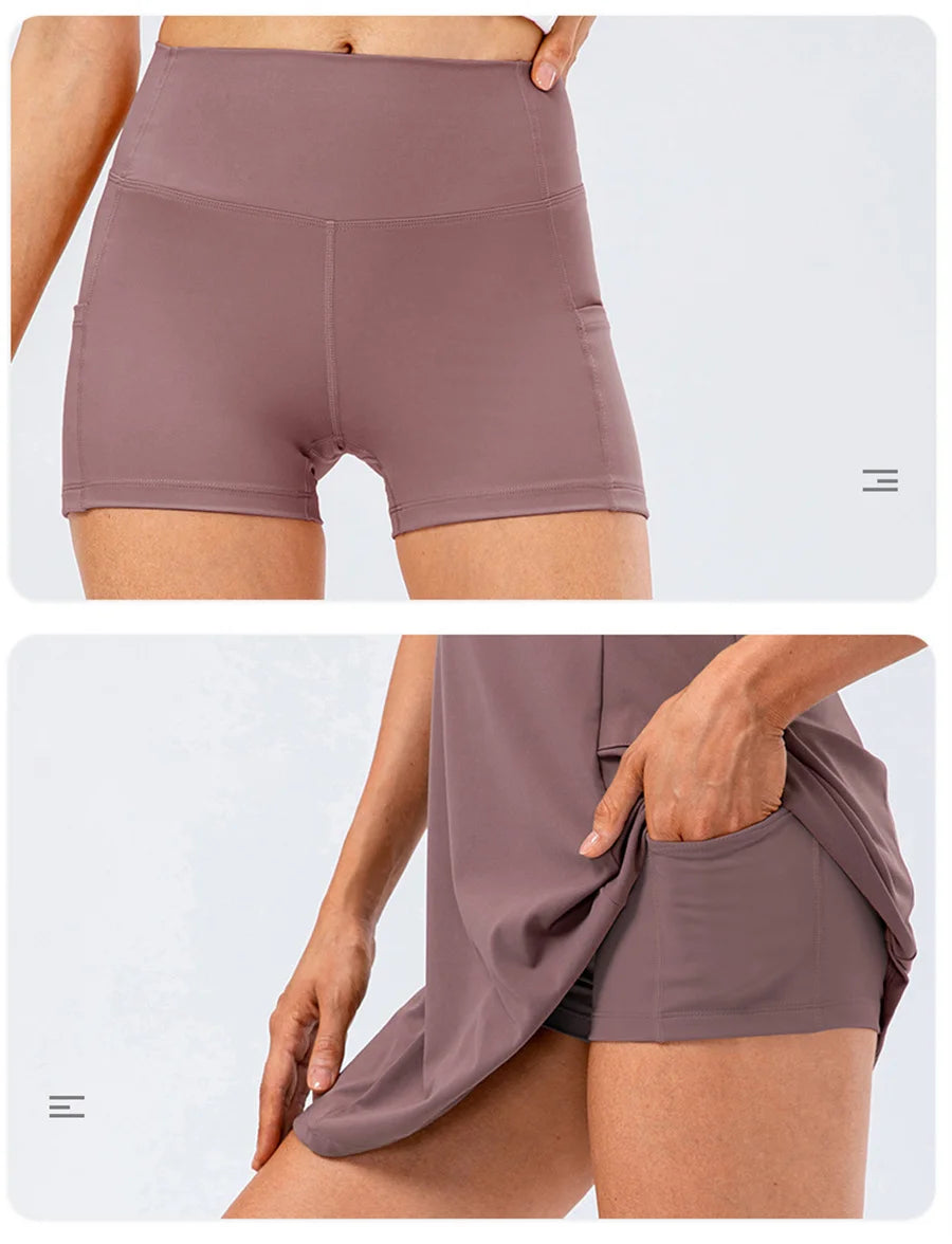 Tennis Dress Women With Separate Shorts Sleeveless Golf Sport Skirts Set with Pockets Training Running Fitness Female Badminton - Buy online at  Vibe In Cart.