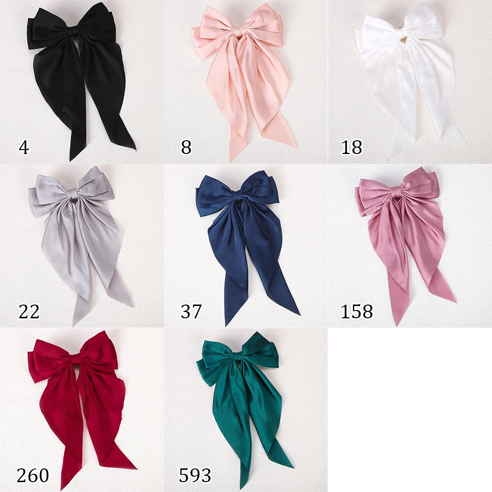 Girls Long Big Bow Float Satin Clips Back Head Hair Clip Internet Red with The Same Temperament Elegant Hair Accessories gifts - Buy online at  Vibe In Cart.