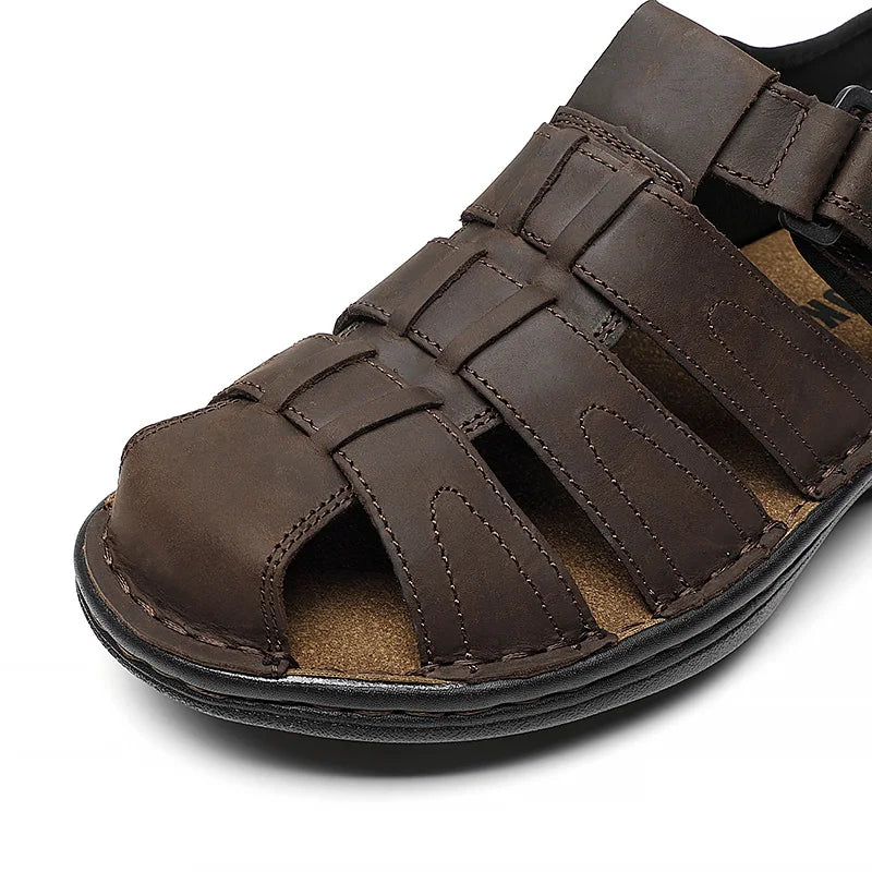 First-Layer Cowhide Men's Sports Sandals, Open-Toe Outdoor Non-Slip Sandals, Casual Men's Shoes, Outdoor Fashion Beach Shoes, Light and Comfortable, Can Be Worn by Men and Women, Suitable for Outdoor Hiking, Travel, Work - Buy online at  Vibe In Cart.