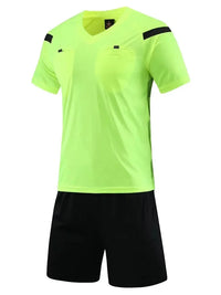 Men's Polyester Soccer Referee Uniform with Jersey and Shorts