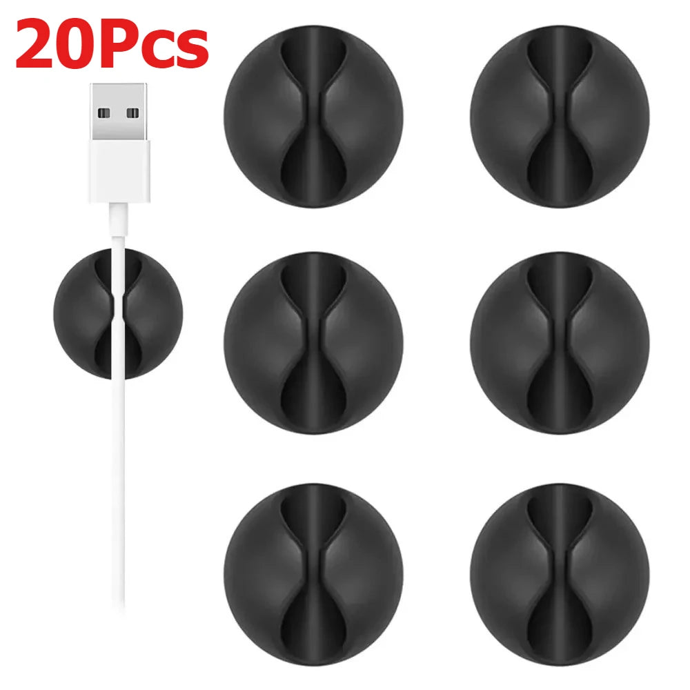 Silicone Round Cord Clips for Wire Management, 20 Pieces