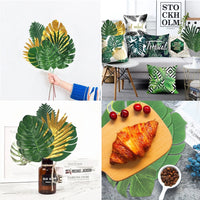 Artificial Tropical Palm Leaves Hawaiian Luau Jungle Party Golden Stems Leaf Decoration Table Wedding Birthday Decor Fake Plants - Buy online at  Vibe In Cart.