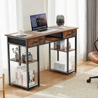 JHK 48 Inch Double Deck Shelving Office Computer Desk with Pull-out Fabric Storage Drawers Metal Frame Adjustable Feet Table ﻿ - Buy online at  Vibe In Cart.