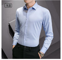 Men's Plus Size White Long Sleeve Business Shirt