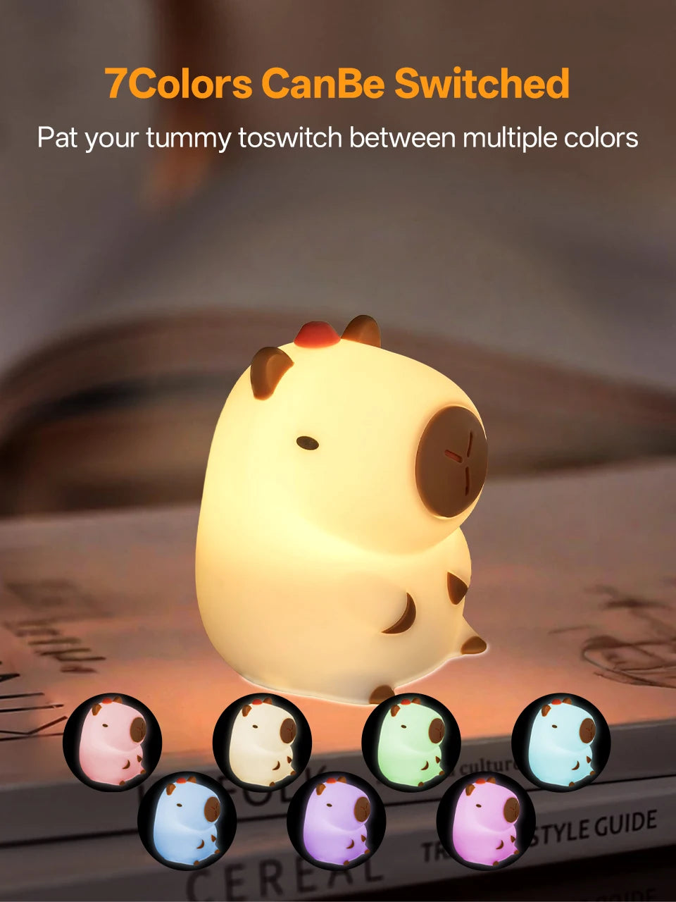GGbingo Rechargeable Cute Capybara Night Light Novelty Dimmable Nursery Nightlight Touch Lamp Silicone Pat Lamp for Kids Room - Buy online at  Vibe In Cart.