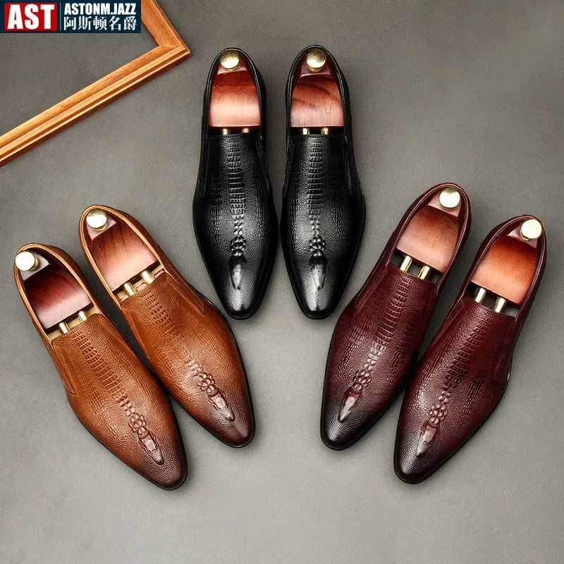 Handmade Mens Wedding Oxford Shoes Black Blue Genuine Leather Flat Dress Shoes Crocodile Pattern Summer Business Formal Loafers - Buy online at  Vibe In Cart.