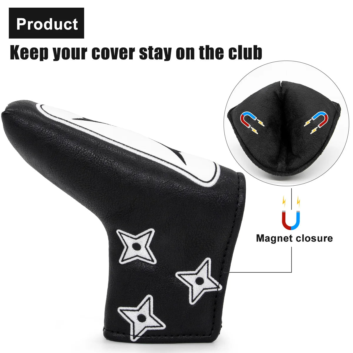 Leather Golf Club Headcover Set for Driver, Fairway, and Hybrid
