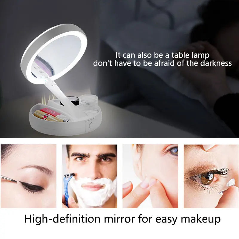 1X 10x Magnifying Vanity Mirror with LED Lighted Flexible Foldable Desk Makeup Mirror Lighting Dressing Makeup Lamp - Buy online at  Vibe In Cart.
