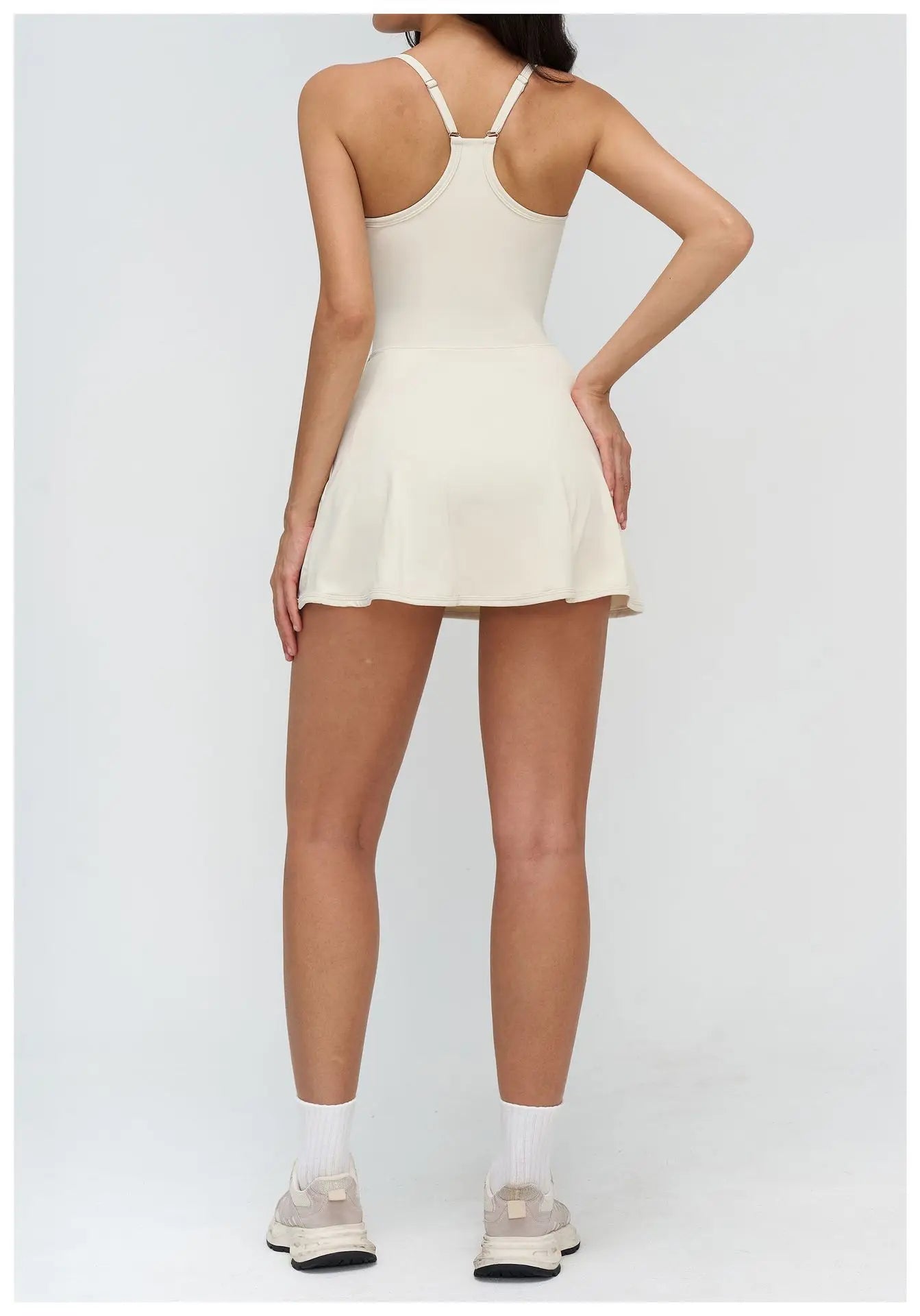 Tennis Dress with Shorts Underneath Women Golf Wear Above Knee Length White Sport Dresses with Shorts Outfit Fitness Workout