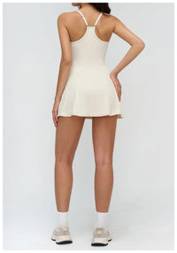 Tennis Dress with Shorts Underneath Women Golf Wear Above Knee Length White Sport Dresses with Shorts Outfit Fitness Workout