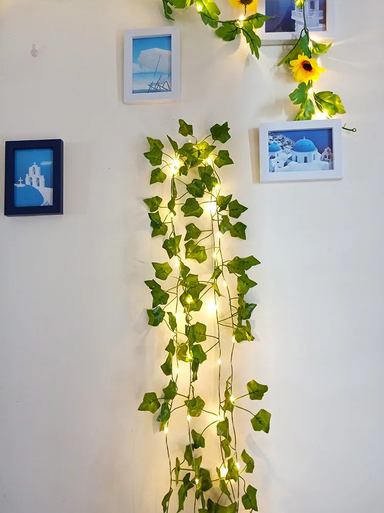 2Meter Fake Green Leaf Ivy Vine with LED Lights String for Home Bedroom Decor Wedding Glowing Artifical Plant Garland Home Decor - Buy online at  Vibe In Cart.