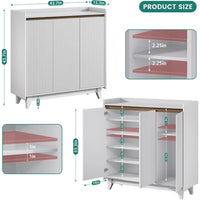 "White Fluted Shoe Cabinet - 2-Door Storage with Adjustable Shelves, Entryway/Bedroom Organizer" - Buy online at  Vibe In Cart.