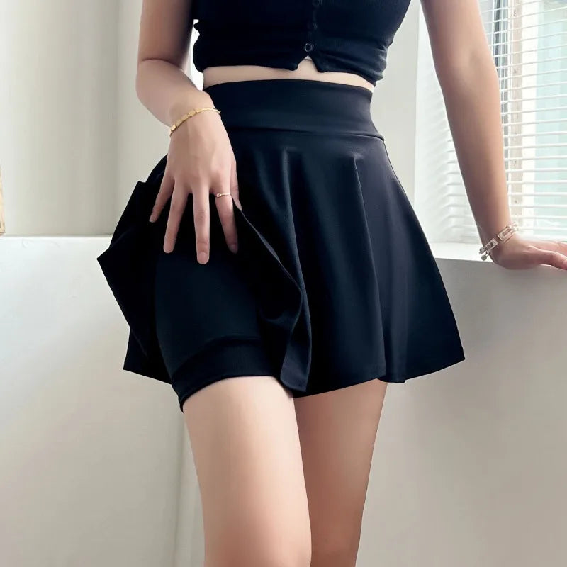 Women's Mini Pleated Flared Skirt Loose Fit Plus Size 4XL Acetate Cotton