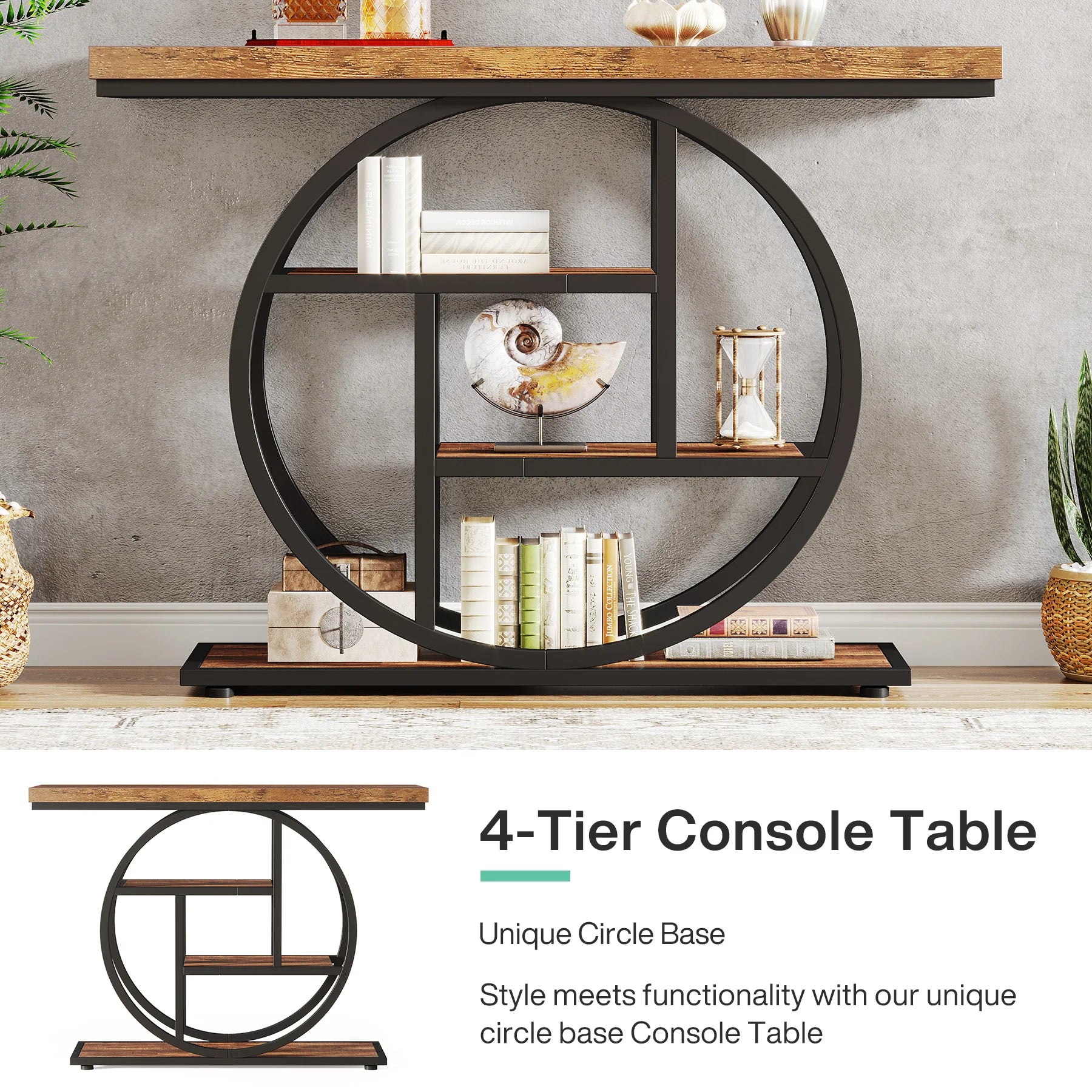 Console Table, 4-Tier Entryway Table, 41.3-Inch Industrial Sofa Table for Living Room, Foyer Hallway Table for Entrance - Buy online at  Vibe In Cart.