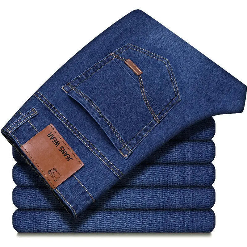 Men Fashion Straight Jeans Men 2025 New Stretch Slim Fit Pants Comfortable Soft Business Denim Trousers Male Brand Clothing - Buy online at  Vibe In Cart.