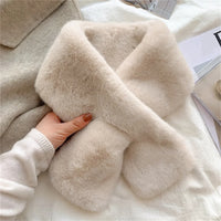 Women's Outdoor Winter Faux Fur Warm Solid Color Scarf