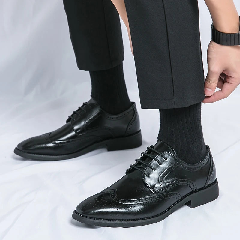 Men's leather shoes for business, retro, breathable, formal, wedding, leisure, business, and work - Buy online at  Vibe In Cart.