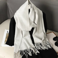Women's Thick Warm Winter Polyester Scarf with Tassels