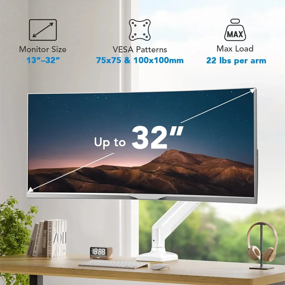 Height Adjustable Single Monitor Mount for 14-32 Inch Screens, Up to 19.8 lbs