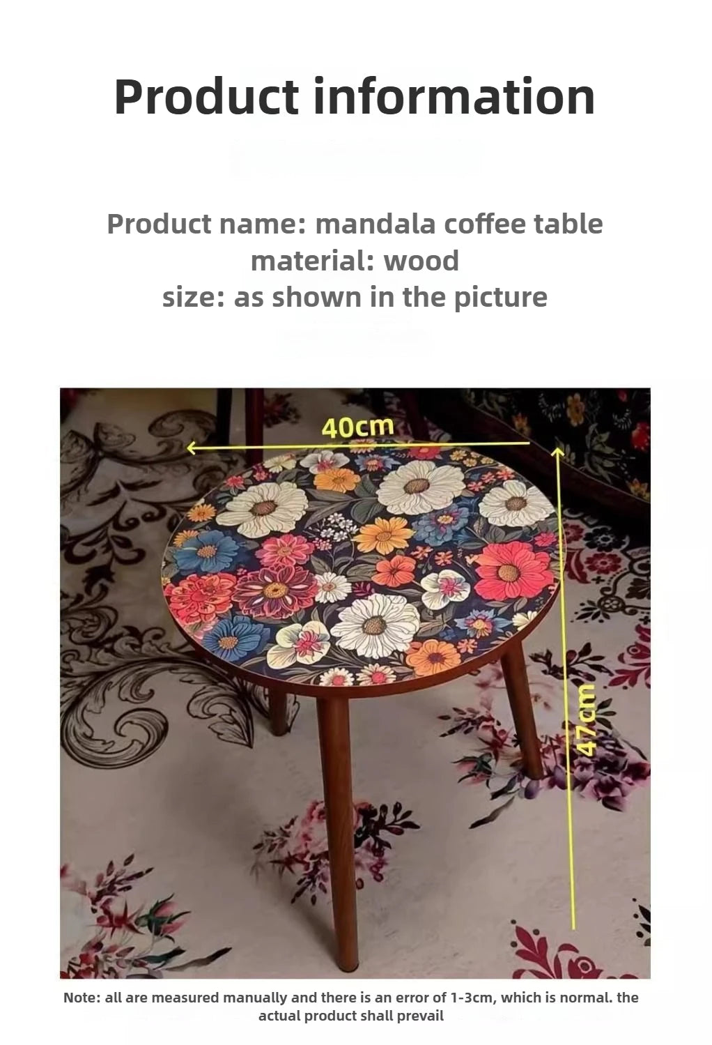 Mandala Coffee Table Removable Mini Desk Wooden Coffee Side Table Living Room Furniture Sofa Bedside Round Table Bedroom Home - Buy online at  Vibe In Cart.