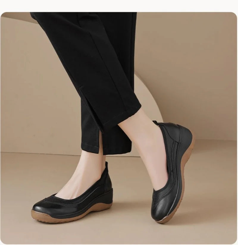 Women's White Soft - Leather Comfortable Wedge Flats - Breathable & Versatile - Buy online at  Vibe In Cart.